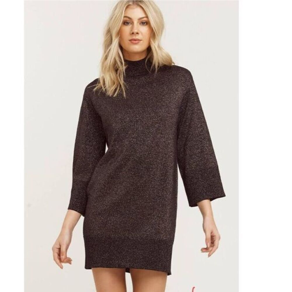 NEW Cooper St Alice black metallic long sleeve knit dress, size M